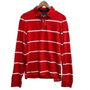 Abercrombie & Fitch Y2K 2000s Muscle Fit Striped Polo Long Sleeve Shirt RN 75654